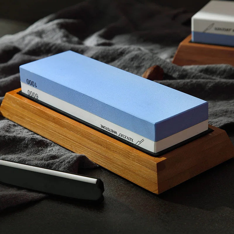 XINZUO Double Side 1000/6000 Grit Whetstone | Professional |Sharpening Stones with Angle Guide &Bamboo Holder |