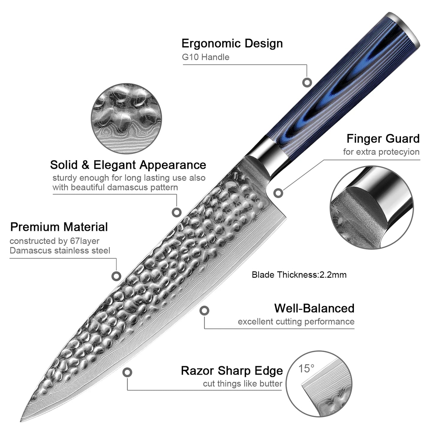 XITUO Premium Japanese Damascus Knife |Ultra-sharp|