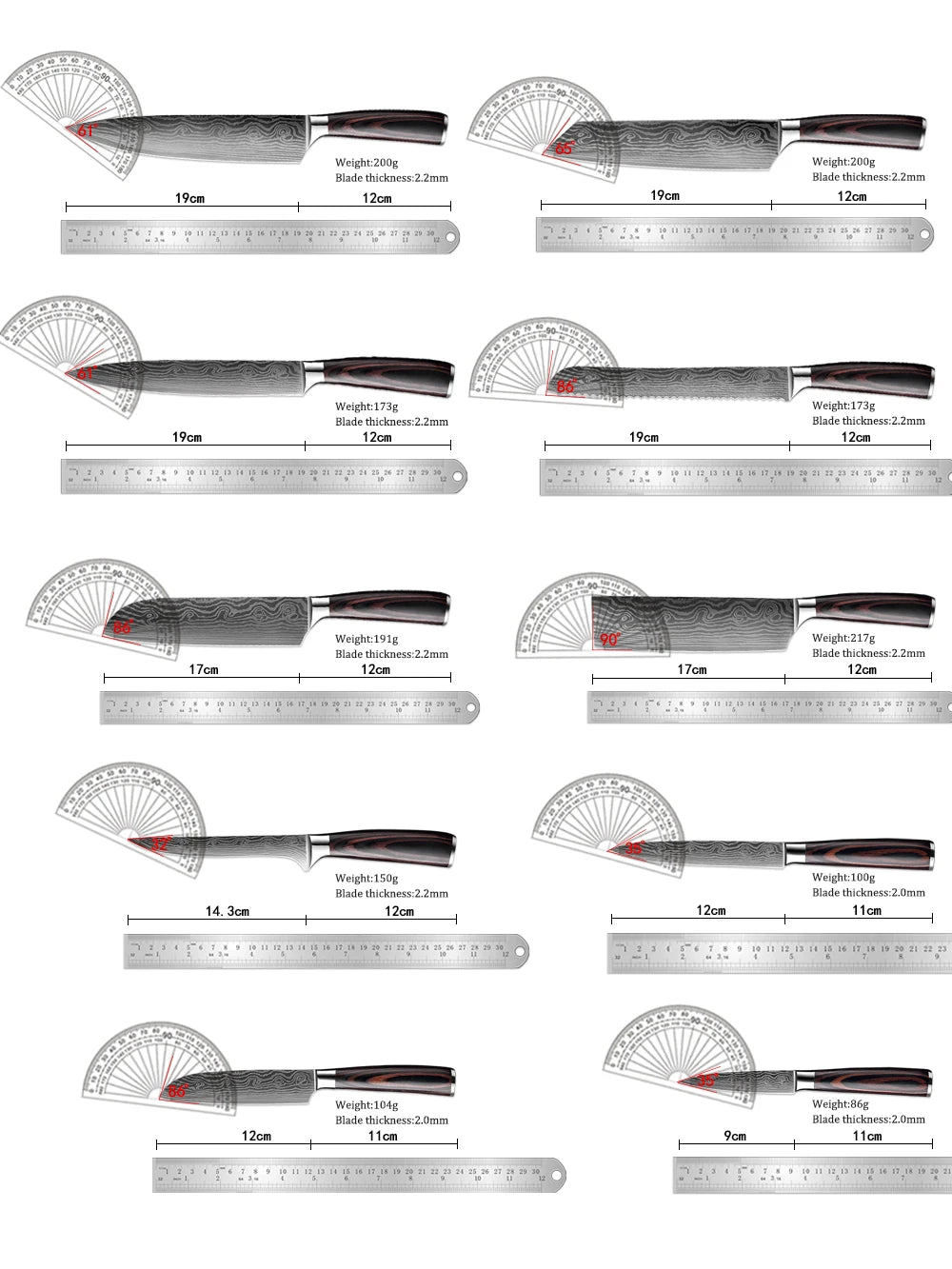 2-5PCS Set Damascus Japanese Knife <<Best Seller>>